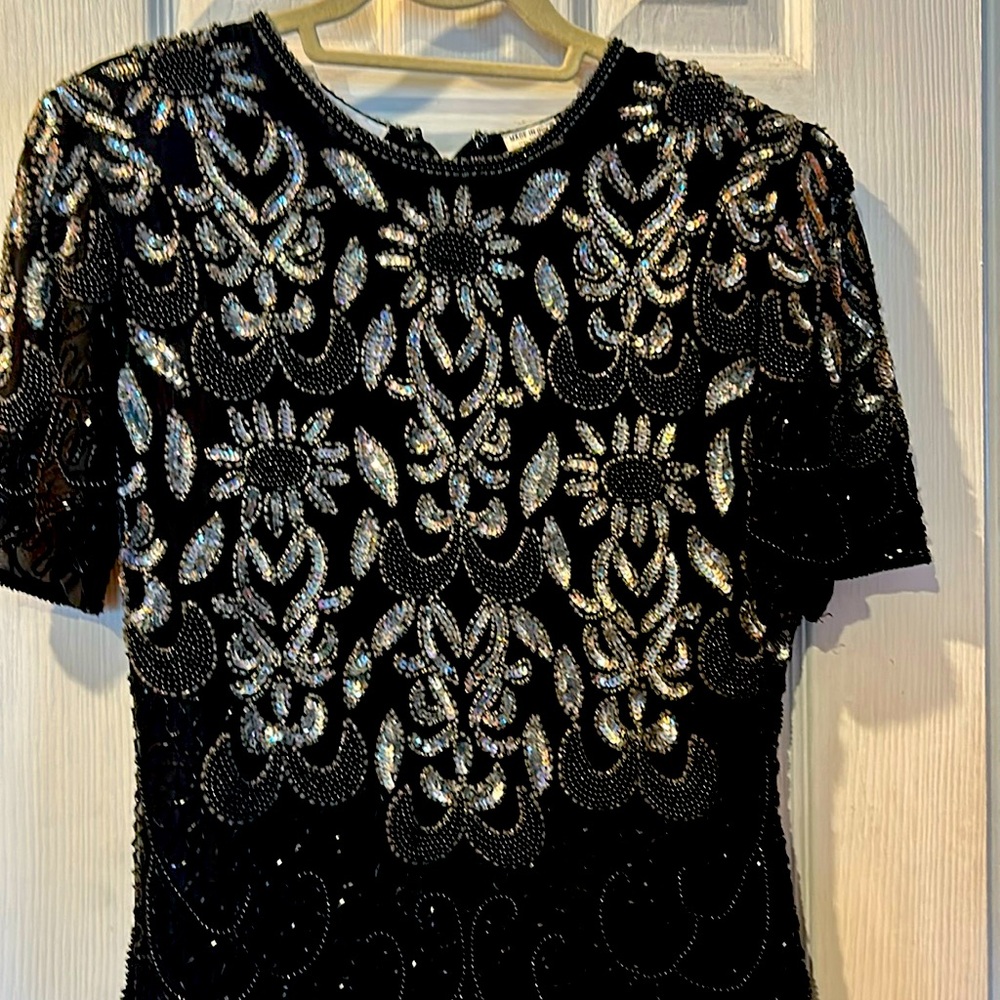 Vogue Vintage Fancy Black and Silver beaded evening